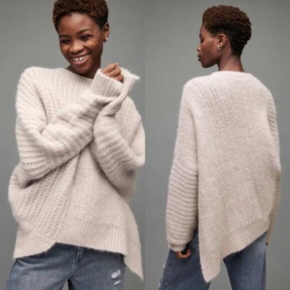 ALLSAINTS | Selena Asymmetric Alpaca Wool Blend Jumper - Picture 1 of 10
